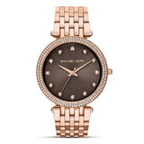 Michael Kors Darci Brown Dial Pave Bezel Rose-gold Woman's Watch | MK3217