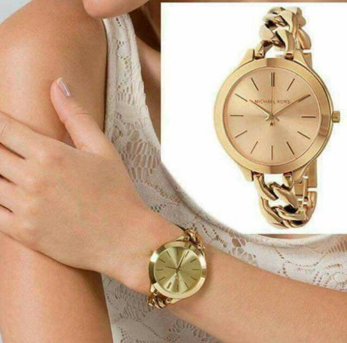 Michael Kors Slim Runway Gold Tone Champagne Dial Women s Watch MK32