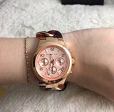 Michael Kors Runway Rose Gold-tone Tortoise Twist Ladies Watch MK4269