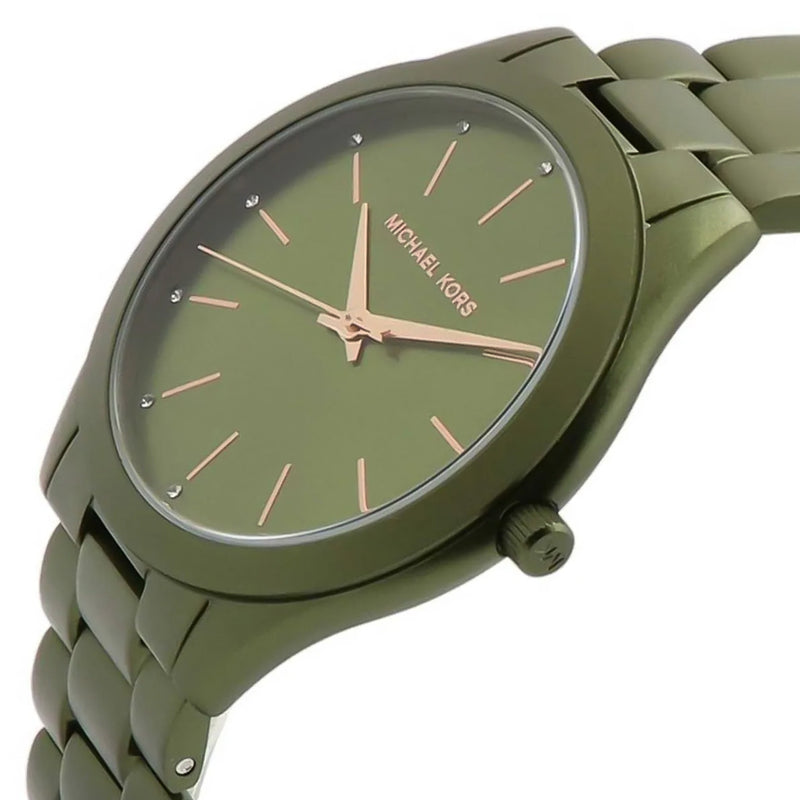 Michael Kors Slim Runway Green Dial Ladies Watch | MK4526