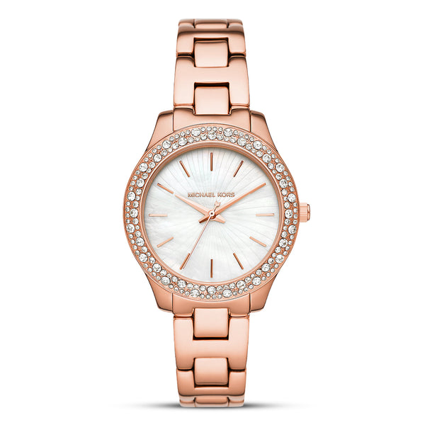 Michael Kors Liliane Rose Gold Tone White Dial Women's Watch| MK4557