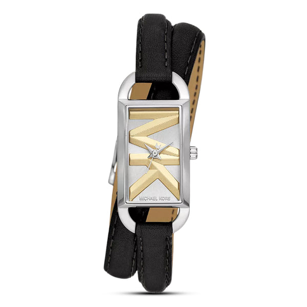 Michael Kors Empire Black Double Wrap Leather Watch| MK4722