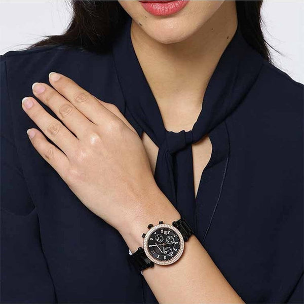 Michael Kors Parker Chronograph Black Strap Ladies Watch| MK5885