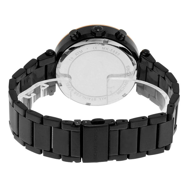 Michael Kors Parker Chronograph Black Leather Ladies Watch| MK5885