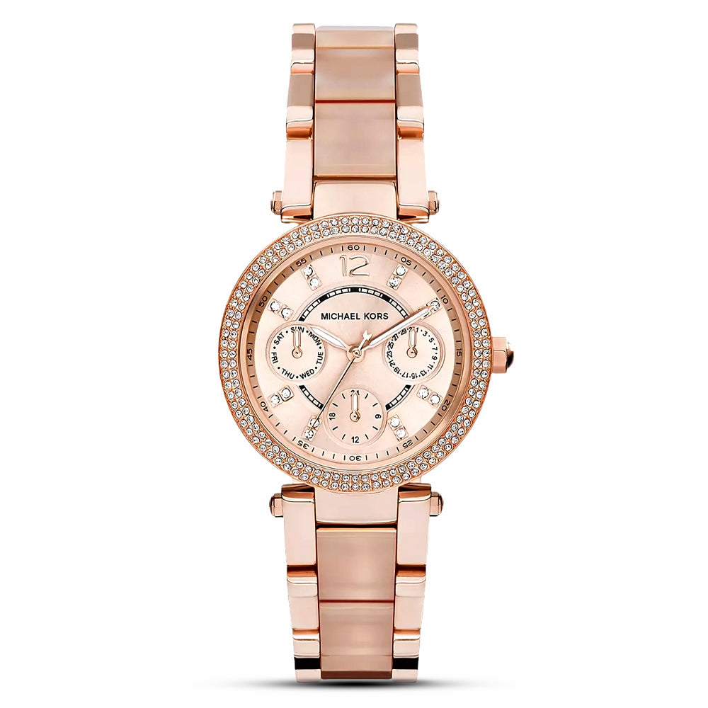 Michael Kors Parker Mini Multi-Function Rose Dial Ladies Watch | MK6110