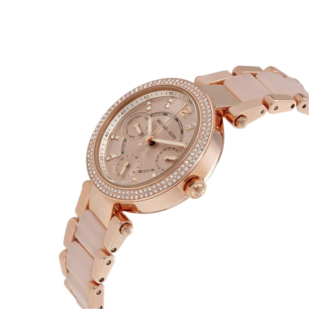 Michael Kors Parker Mini Multifunction Rose Dial Ladies Watch MK6110