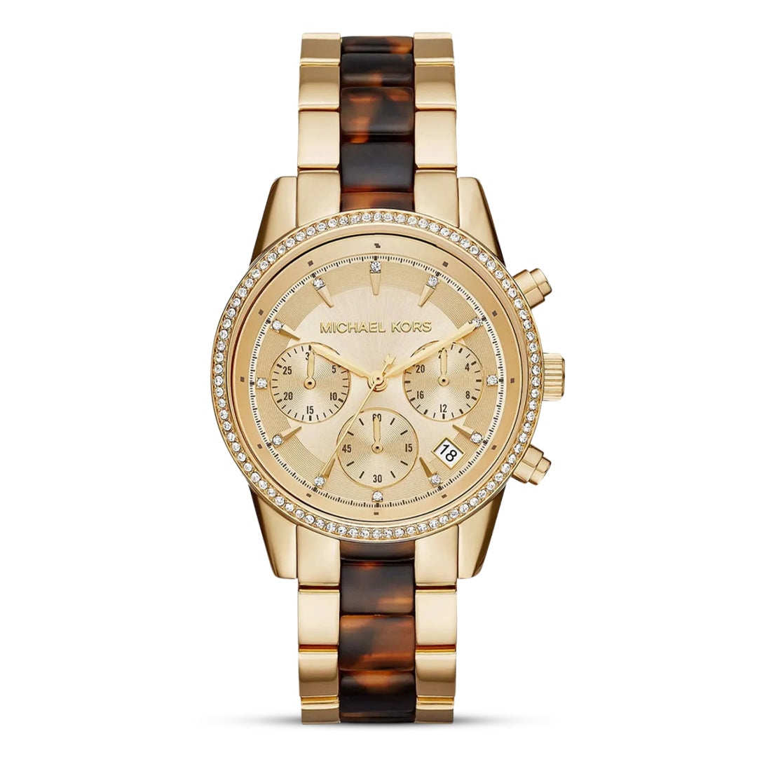 Michael Kors Women’s Ritz Gold and Tortoiseshell Bracelet Watch Michael Kors | Accessories | Michael Kors Tort Ritz Womens  main image 4
