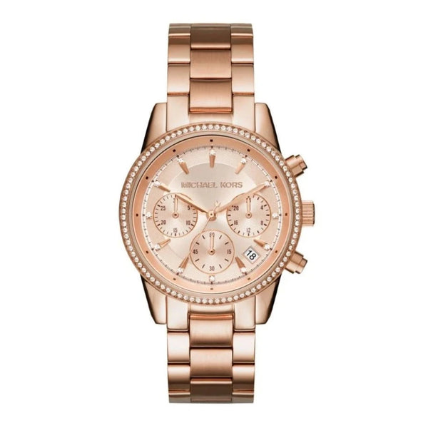 Michael Kors Ritz Chronograph Rose Gold Dial Ladies Watch| MK6357