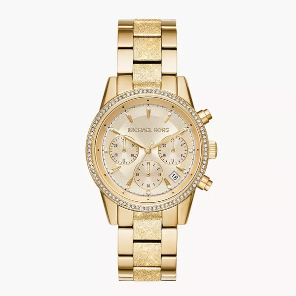 Michael Kors Ritz Chronograph Gold Tone Ladies Watch| MK6597