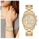 Michael Kors Ritz Chronograph Gold Tone Ladies Watch| MK6597