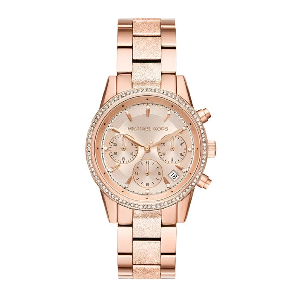 Michael Kors Ritz Chronograph Rose Gold Tone Ladies Watch| MK6598