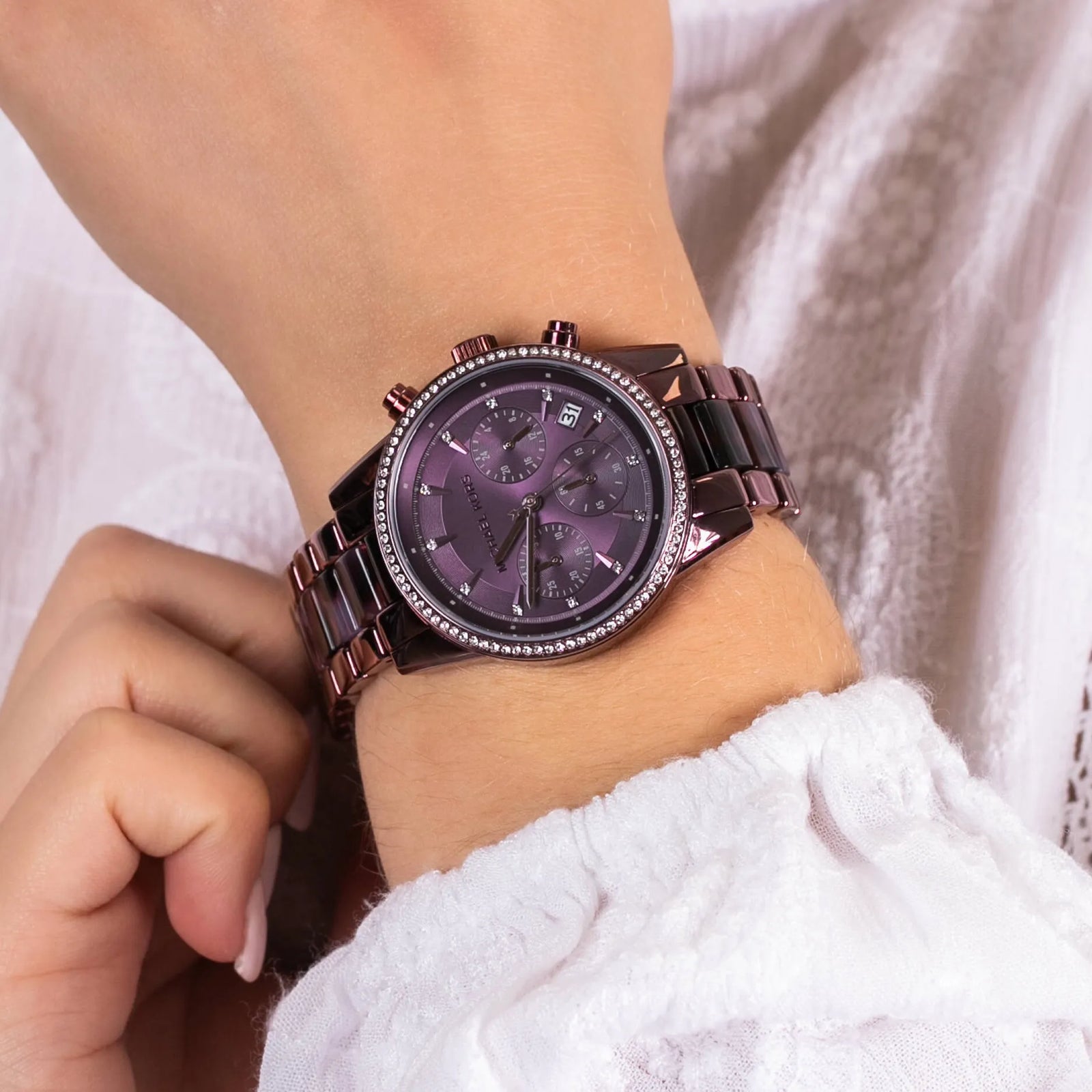 Michael kors watch purple face best sale