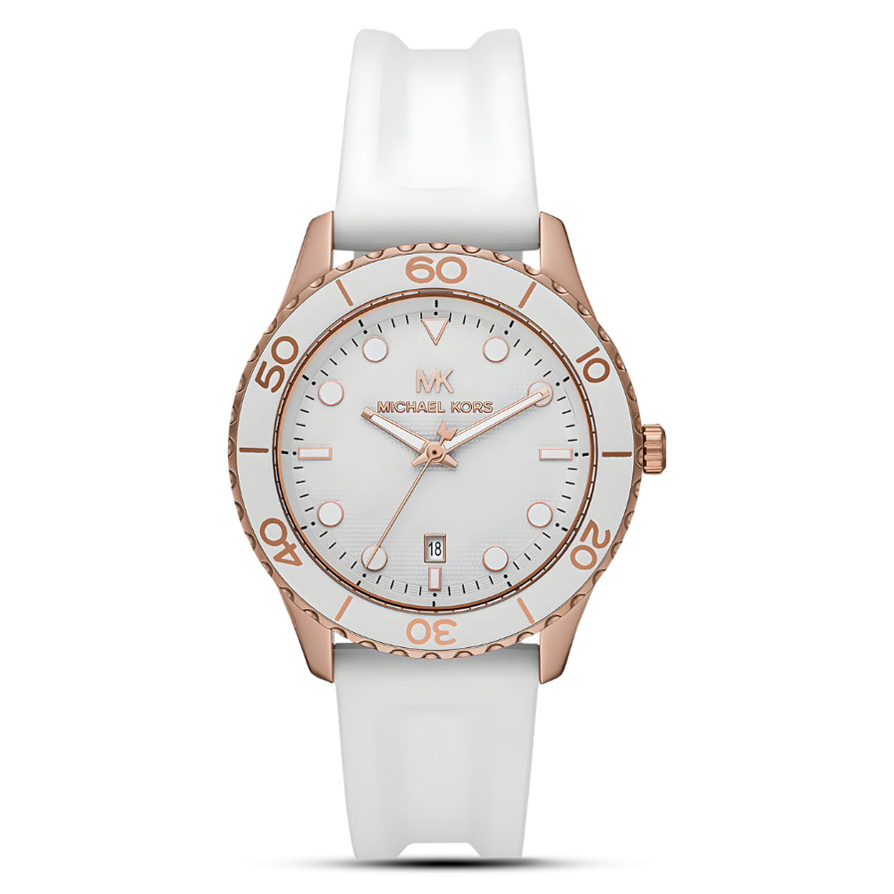Michael Kors Runway Dive Rose White Dial Ladies Watch | MK6853