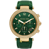 Michael Kors Parker Chronograph Green Leather Ladies Watch| MK6985