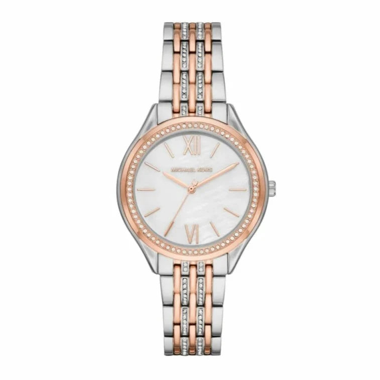 Michael Kors Mindy Two Tone White Dial Women's Watch | MK7077