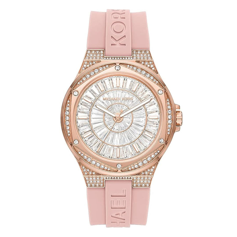 Michael Kors Lennox Three-Hand Pink Silicone Ladies Watch | MK7334