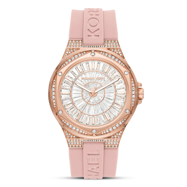 Michael Kors Lennox Three-Hand Pink Silicone Ladies Watch | MK7334