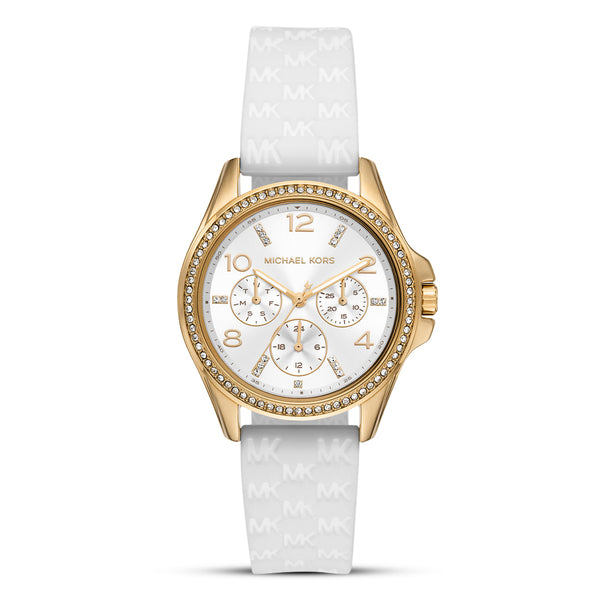 Michael Kors Mini Pilot Pavé White Dial Watch | MK7372