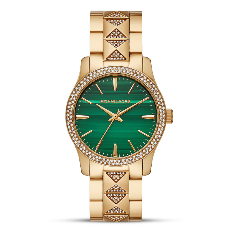 Michael Kors Runway Gold Tone Green Dial Women's Watch| MK7390