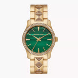 Michael Kors Runway Gold ToneGreen Dial Women's Watch| MK7390