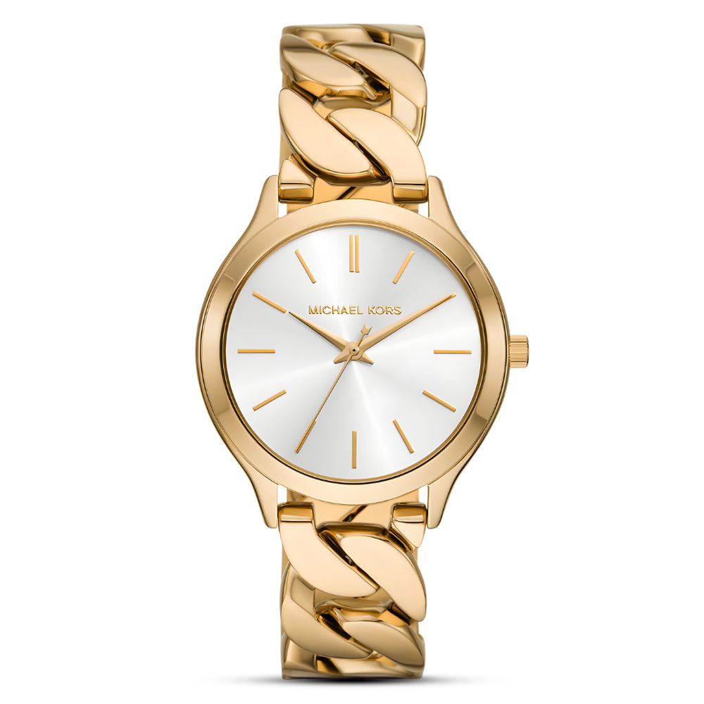 Michael Kors Slim Runway Gold Tone Silver Dial ladies Watch | MK7472 