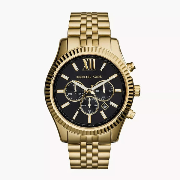 Michael Kors Lexington Black Dial Gold-Tone Men's Watch| MK8286