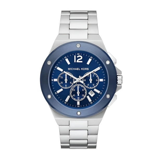 Michael Kors Lennox Silver Tone Blue Dial Men's Watch| MK8938