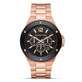 Michael Kors Lennox Rose Gold Tone Black Dial Men's Watch| MK8940