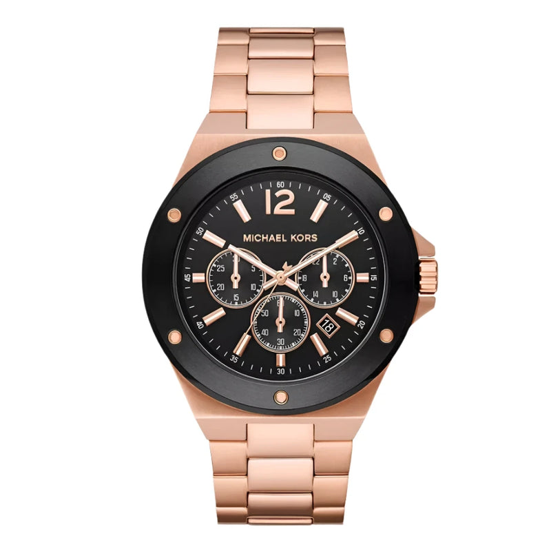 Michael Kors Lennox Rose Gold Tone Black Dial Men's Watch| MK8940