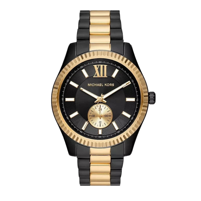 Michael kors black 2025 and gold watch