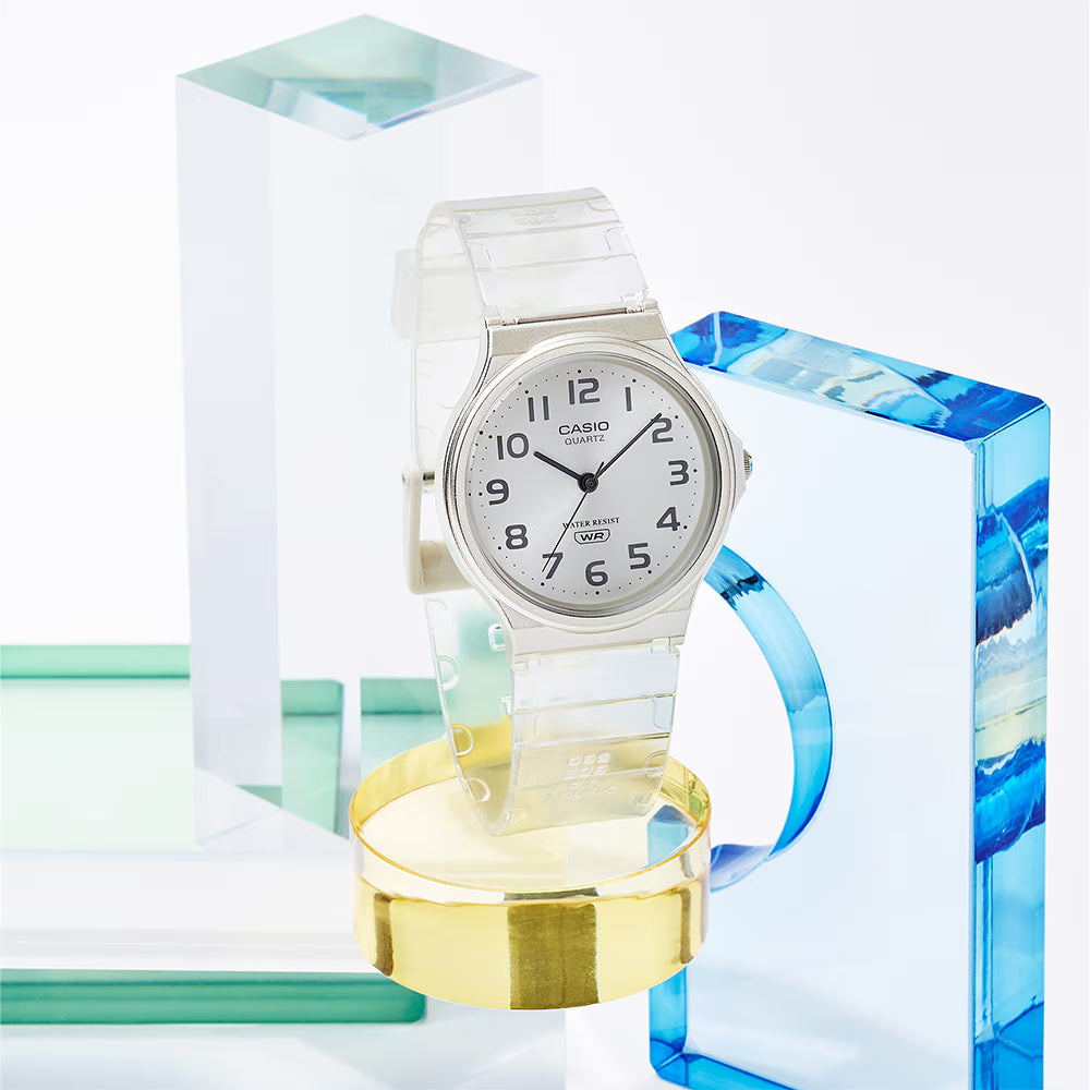 Casio White Transparent Silver Dial Unisex Watch MQ-24S-7BDF