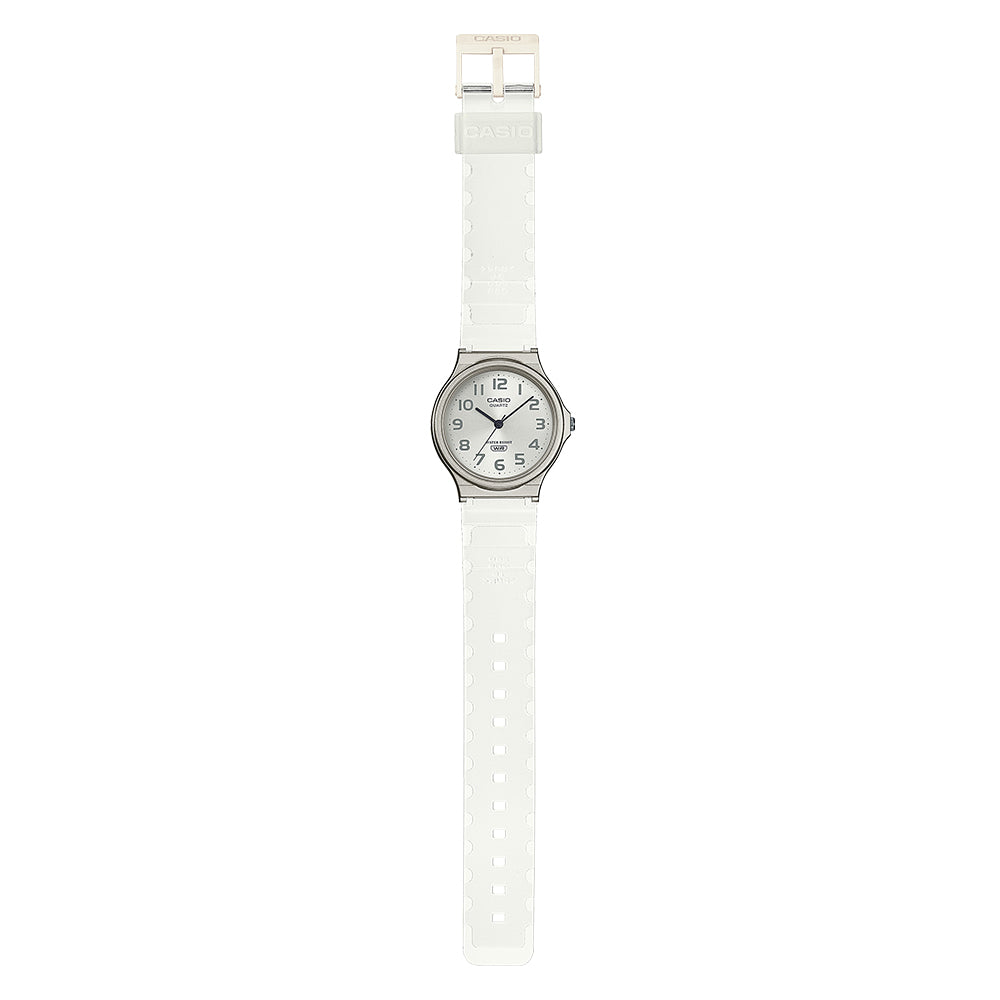 Casio White Transparent Silver Dial Unisex Watch MQ-24S-7BDF