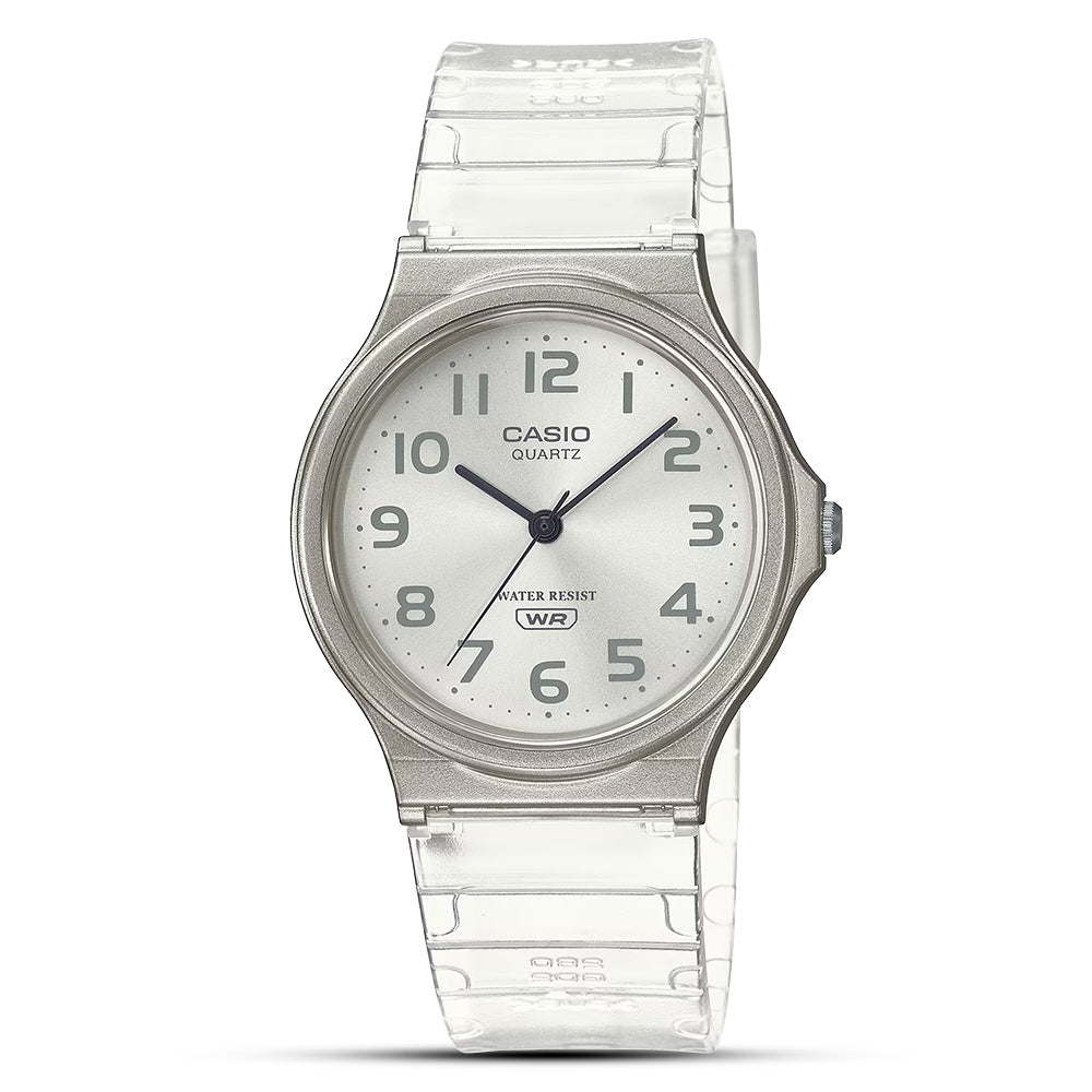 Casio White Transparent Silver Dial Unisex Watch MQ-24S-7BDF