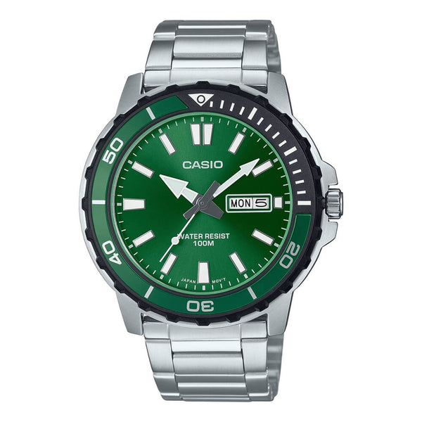 CASIO ENTICER GREEN DIAL WITH DATE MEN'S WATCH | MTD-125D-3AVDF