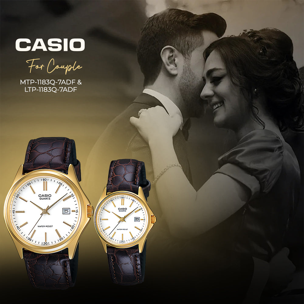 Casio White Dial Leather Strap  Couple Watch | MTP-1183Q-7ADF & LTP-1183Q-7ADF