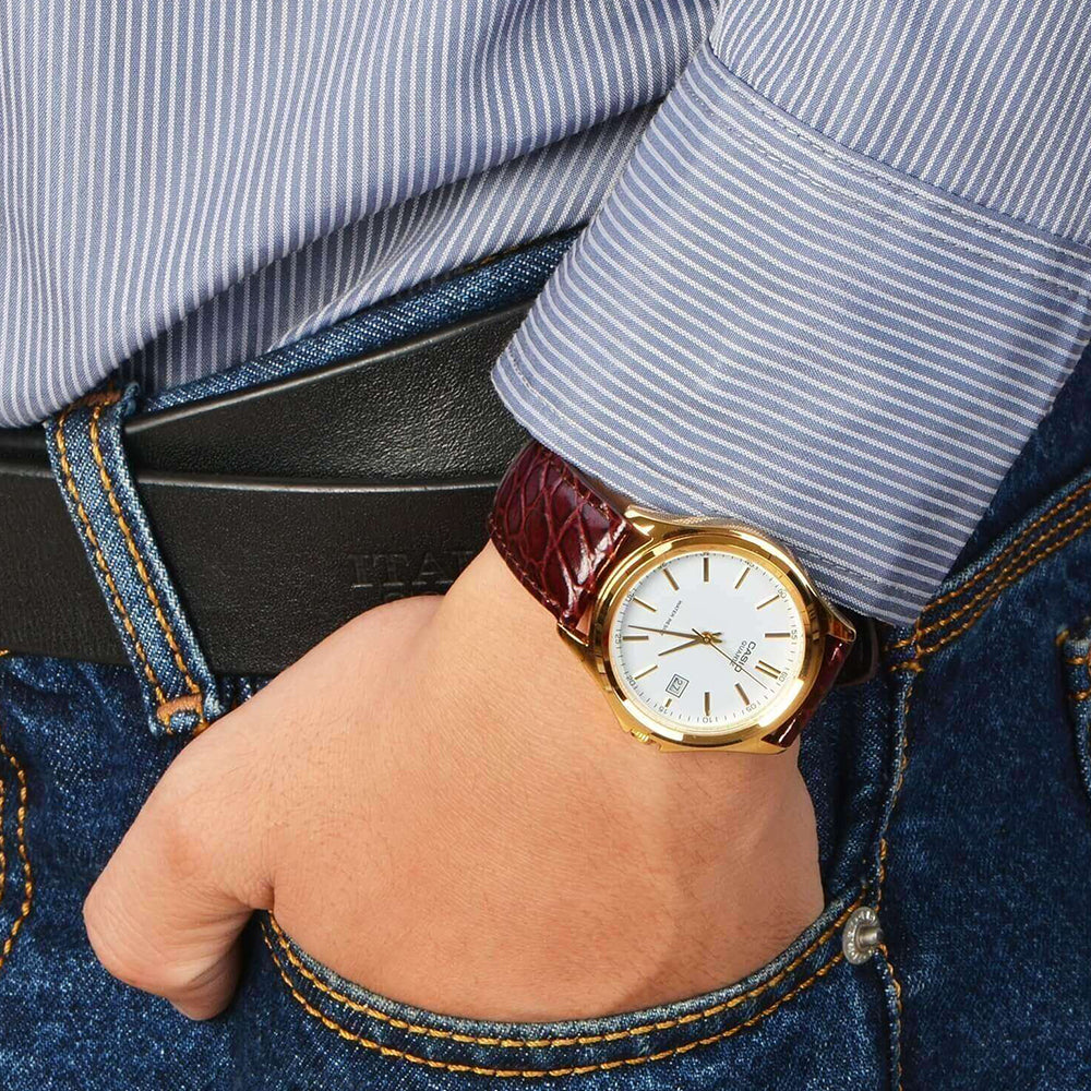 Casio Enticer White Dial Leather Strap Watch | MTP-1183Q-7ADF