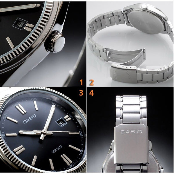 Casio Enticer Vintage Black Dial Stainless Steel Men's Watch| MTP-1302D-1A1VDF