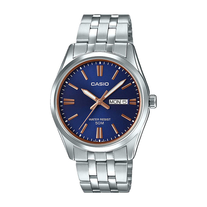 Casio Enticer Day-Date Blue Dial Men's Watch| MTP-1335D-2A2VDF