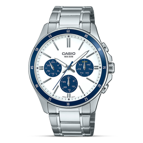 Casio Enticer Multifunction White Dial Men's Watch | MTP-1374D-7A2VDF