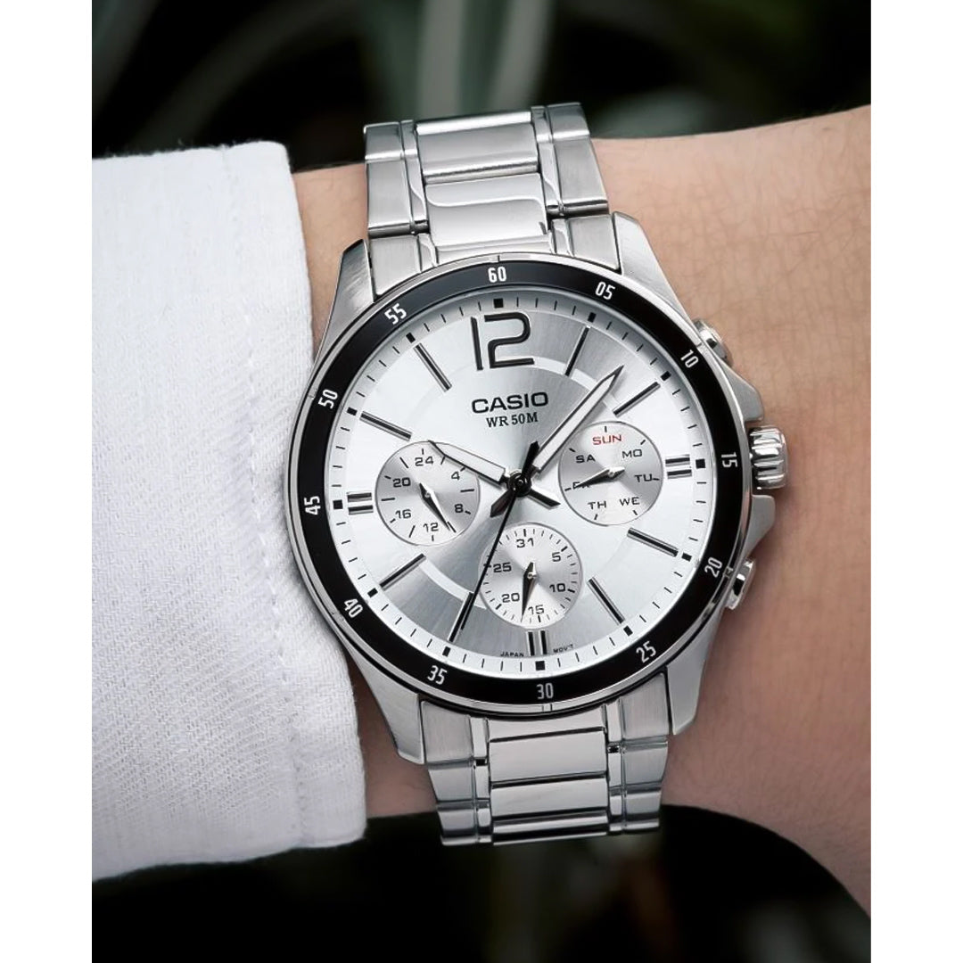 Casio Enticer Multifunction Silver Dial Men's Watch | MTP-1374D-7AVDF
