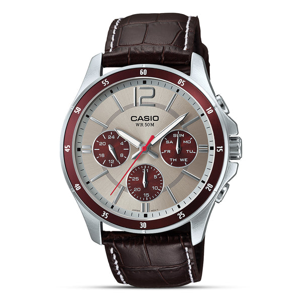 Casio Enticer Multi-function Silver Dial Men's Watch| MTP-1374L-7A1VDF