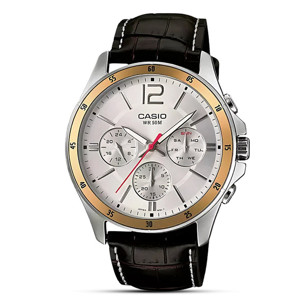 Casio Enticer Chronograph White Dial Men's Watch MTP-1374L-7AVDF