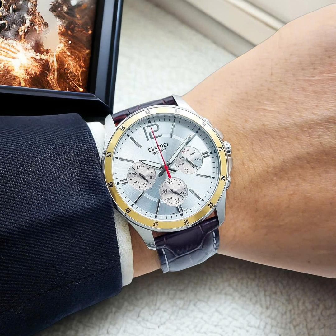 Casio Enticer Chronograph White Dial Men's Watch MTP-1374L-7AVDF