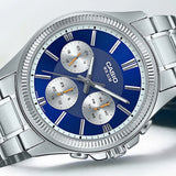 CASIO ENTICER CHRONOGRAPH DEEP BLUE DIAL STAINLESS STEEL MEN'S WATCH | MTP-1375D-2A1VDF