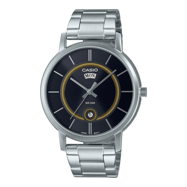 Casio Enticer Day Date Black Dial Stainless Steel Watch | MTP-B120D-1AVDF