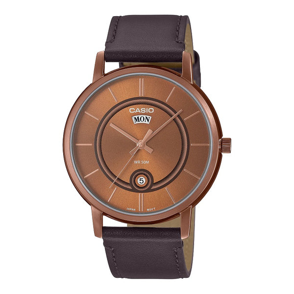 Casio Enticer Day Date Brown Leather Men's Watch | MTP-B120RL-5AVDF