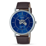 Casio Open Heart Blue Dial Leather Strap Watch  | MTP-B130L-2AVDF