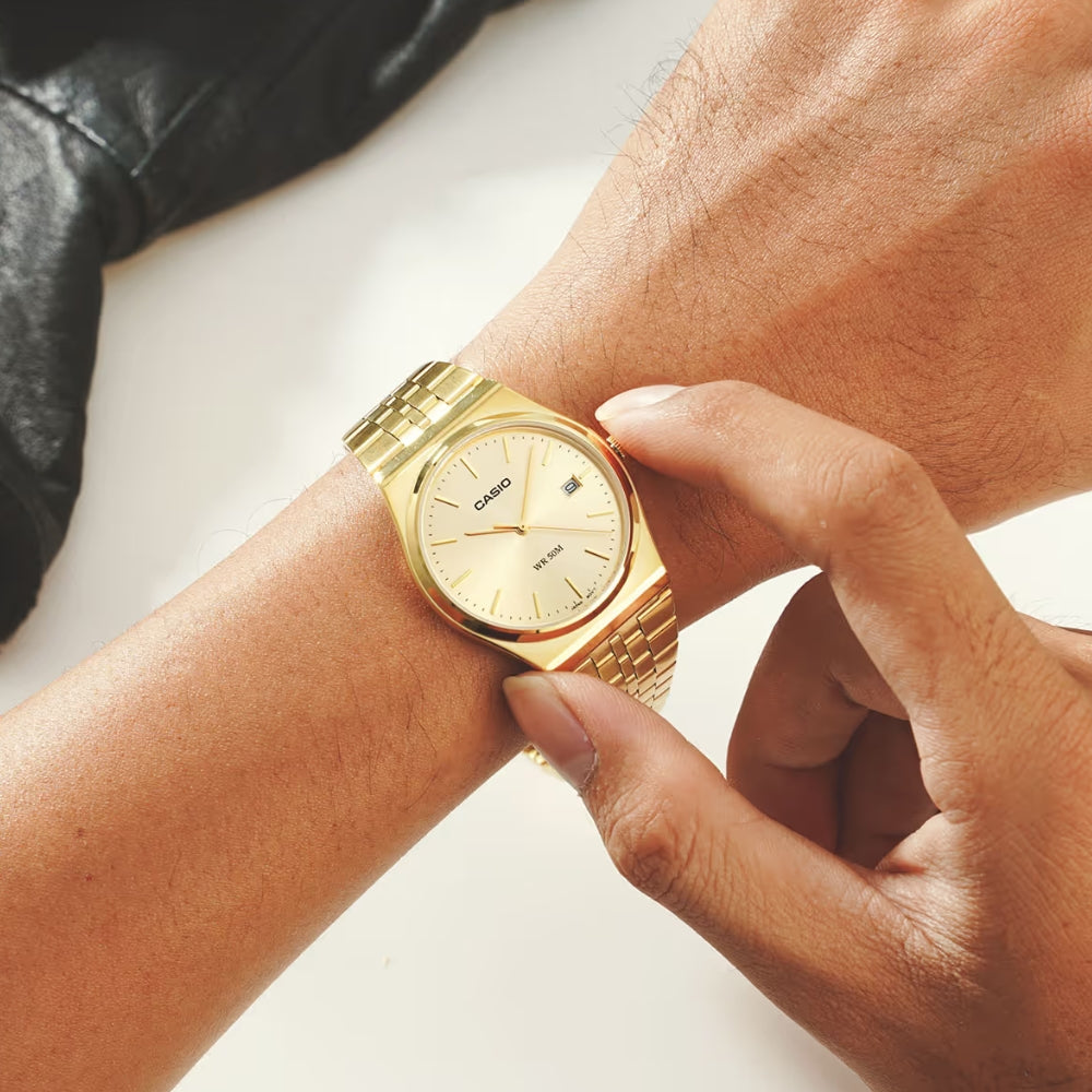 Casio Vintage Gold Dial Bracelet Men's Watch| MTP-B145G-9AVDF