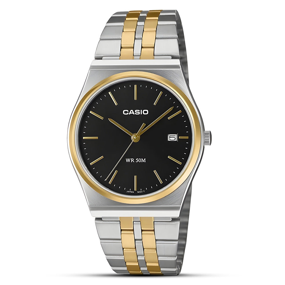 Casio Enticer Two Tone Black Dial Men's Watch MTP-B145SG-1AVDF