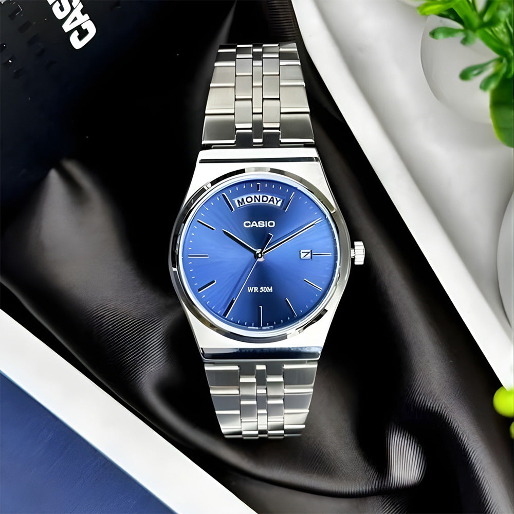 CASIO STANDARD BLUE DUAL TIME MENS WATCH MTP-B146D-2AVDF